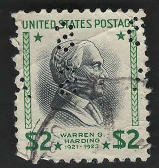 USA 1938 Pres. Iss. Scott #833 $2 (Company perfin's). Price R14