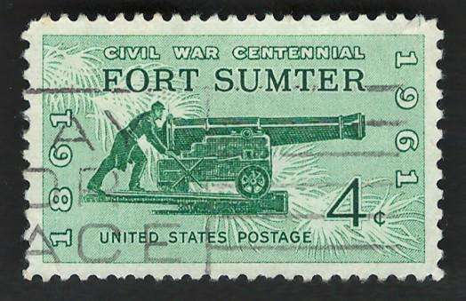 USA 1961 Civil War: Fort Sumpter Sea Coast Gun of 1861. Scott #1178