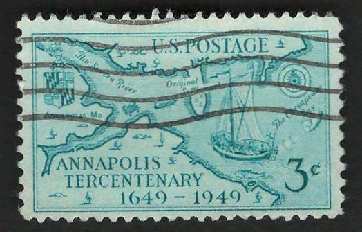 USA 1949 Stodderts 1718 Map of Regions about Annapolis, Redrawn Box. Scott #984