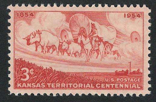 USA 1954 Wheat Field and Pioneer Wagon (MNH). Scott #1061
