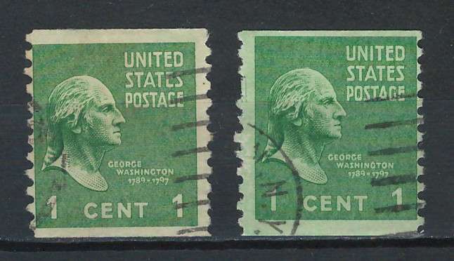 USA 1939 Rotary Coil (P10 Vert) Scott #839 1c (Green & Light Green). Price R2