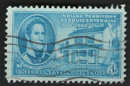 USA 1950 Gov. William Henry Jackson & First Indiana Capitol, Vincennes. Scott #996