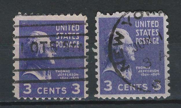 USA 1938 Pres. Iss. Scott #807 3c (Deep Violet & Slate Violet).
