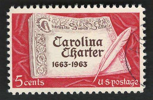 USA 1963 First Page of Carolina Charter. Scott #1230