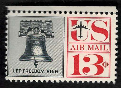 USA Scott Air Post 1961-67 Statue of Liberty. #C62 (MNH) 13c Black & Red. Price R7