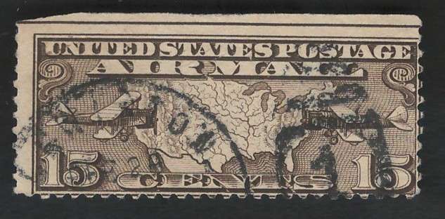USA Scott Air Post 1926/27 USA Map #C8 15c Olive Brown. Price R13