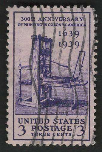 USA 1939 Stephen Daye Press Scott #857 3c.
