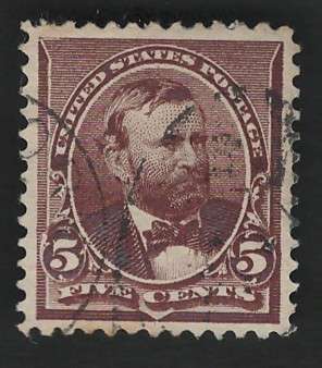 USA-Scott #223 1890/93 5c Chocolate. Price R9 (cv R93)