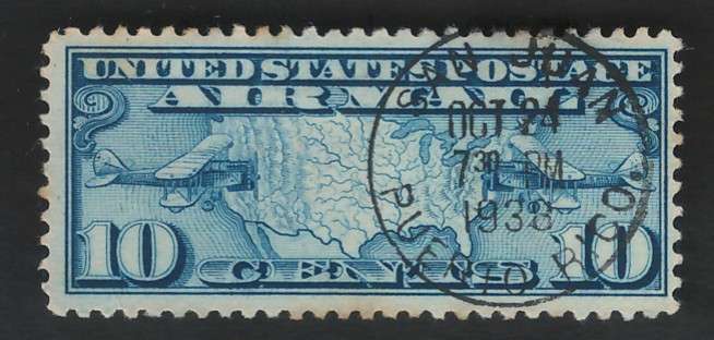 USA Scott Air Post 1926/27 USA Map #C7 10c Light Blue. Price R11