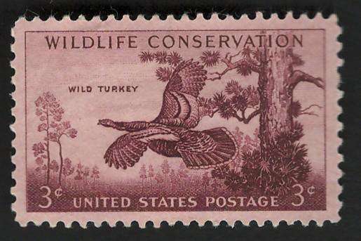 USA 1956 Wildlife Conservation: Wild Turkey (MNH). Scott #1077