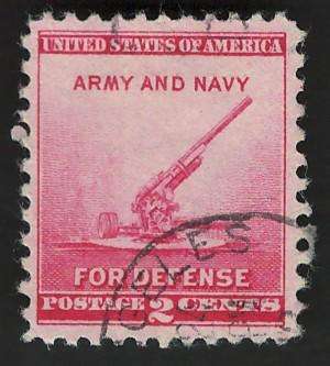 USA 1940 National Defense: 90 mm Anti-aircraft gun. Scott #900 2c.