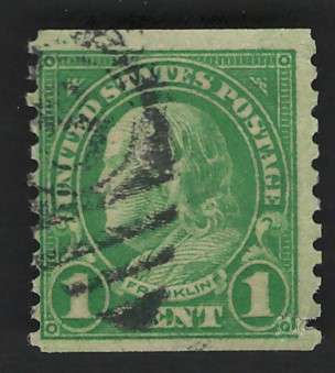 USA-1923/29  (P10 Vert.) Scott #597 1c Yellow Green. Price R5