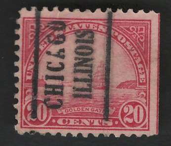 USA 1922/25  (P11) Scott #567 20c (Vertical Chicago pre-cancel). Price R9