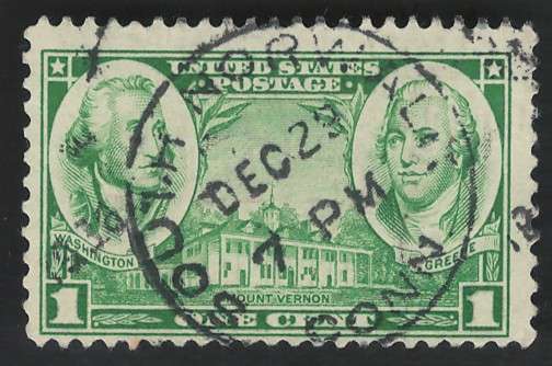 USA-ARMY Issue 1936/37 Scott #785 Mount Vernon. Price R4