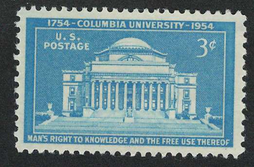 USA 1954 Low Memorial Library. Scott #1029 (MOGH). Price R6