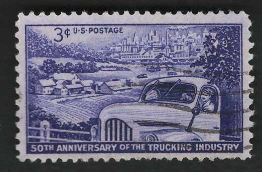 USA 1953 Truck, Farm and Distant City. Scott #1025