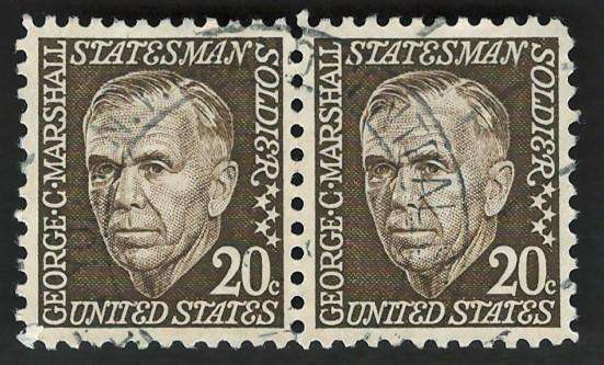 USA 1965-78 Prominent Americans: George Catlett Marshall (Pair). Scott #1289