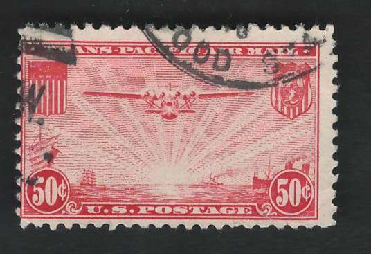 USA Scott Air Post China Clipper 1937 #C22 50c Carmine. Price R18
