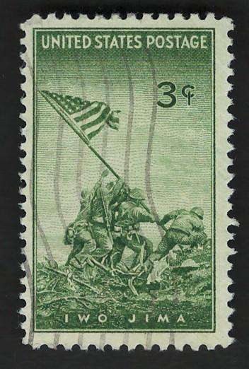 USA 1945 Iwo Jima (Marines): Marines Raising American Flag on Mt. Suribachi. Scott #929.