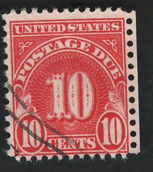 USA Scott 1931 Post Due (#J84a) P11x10½  10c Dull Carmine. Price R9