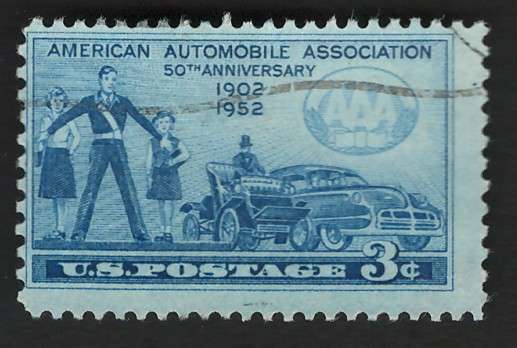 USA 1952 School Girls and Safety Patrolman, Automobiles of 1902 and 1952. Scott #1007