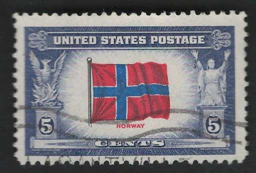 USA 1943-44 Overrun Countries: Norway Scott #911 5c.
