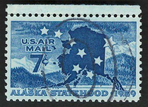 USA Scott Air Post 1959 Big Dipper, North Star & Alaska Map. #C53 7c Dark Blue