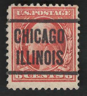 USA-Scott 1917/19  P11 #506 6c Red Orange (Chicago pre-cancel). Price R7