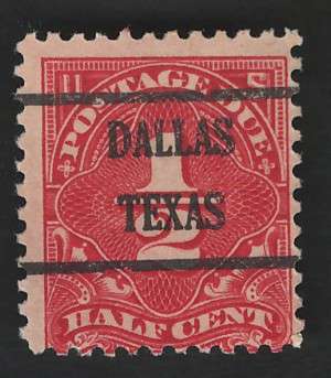 USA Scott 1925 Post Due (#J68) P11 (Dallas Texas pre-cancel) ½c Dull Red. Price R13