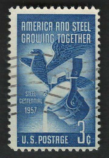 USA 1957 Steel Industry: American Eagle and Pouring Ladle. Scott #1090
