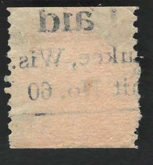 USA-1923/29  (P10 Vert.) Scott #597 1c Green (Milwaukee pre-cancel). Price R7