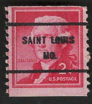 USA 1954-80 (P10 Vert) Thomas Jefferson Scott #1055 (Saint Louis Pre-cancel)