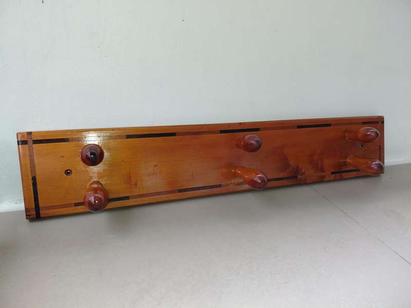 Yellowwood Coat Rack with stinkwood inlays