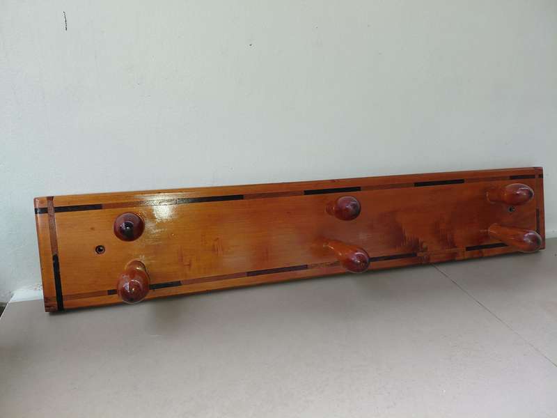 Yellowwood Coat Rack with stinkwood inlays