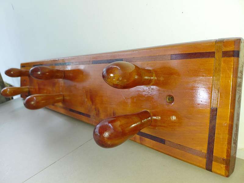 Yellowwood Coat Rack with stinkwood inlays