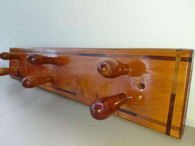 Yellowwood Coat Rack with stinkwood inlays