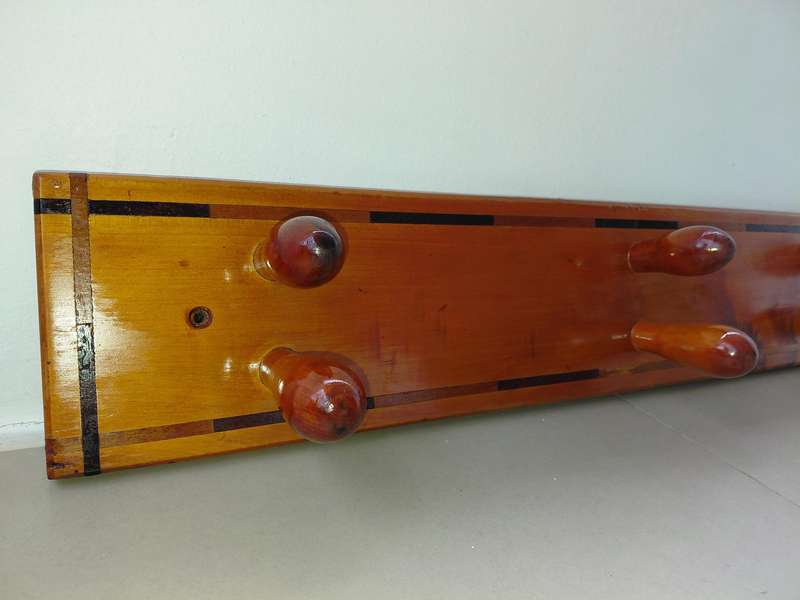 Yellowwood Coat Rack with stinkwood inlays