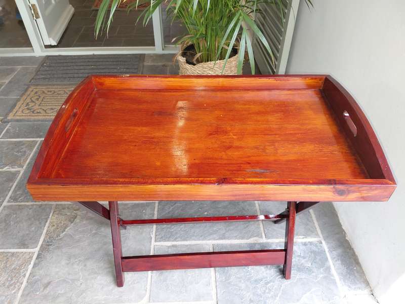 Pine tray and stand - stained and varnished