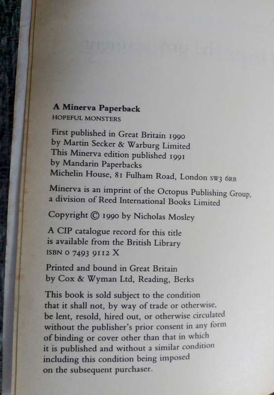Hopeful Monsters by Nicholas Mosley