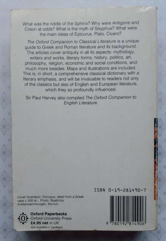 The Oxford Companion to Classical Literature