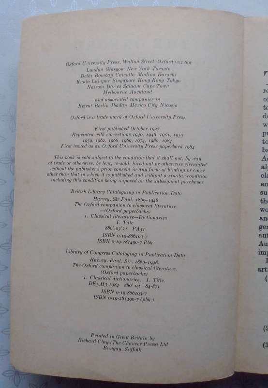 The Oxford Companion to Classical Literature