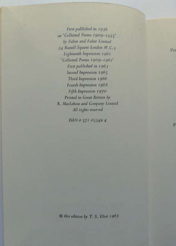 Collected Poems 1909 - 1962 by T.S. Eliot