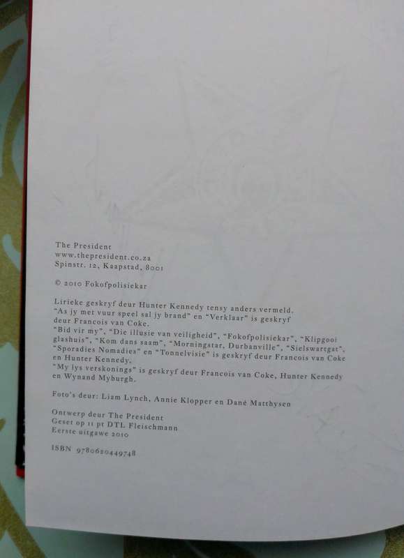 Fokofpolisiekar special edition signed lyric bundle (2010)