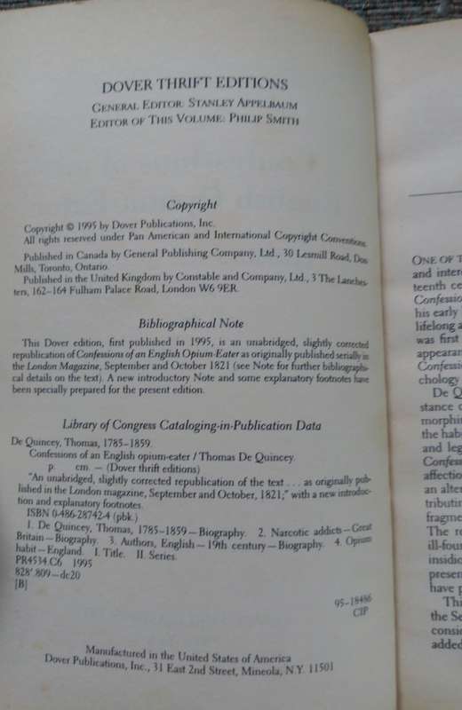 Confessions of an English Opium-eater by Thomas De Quincey