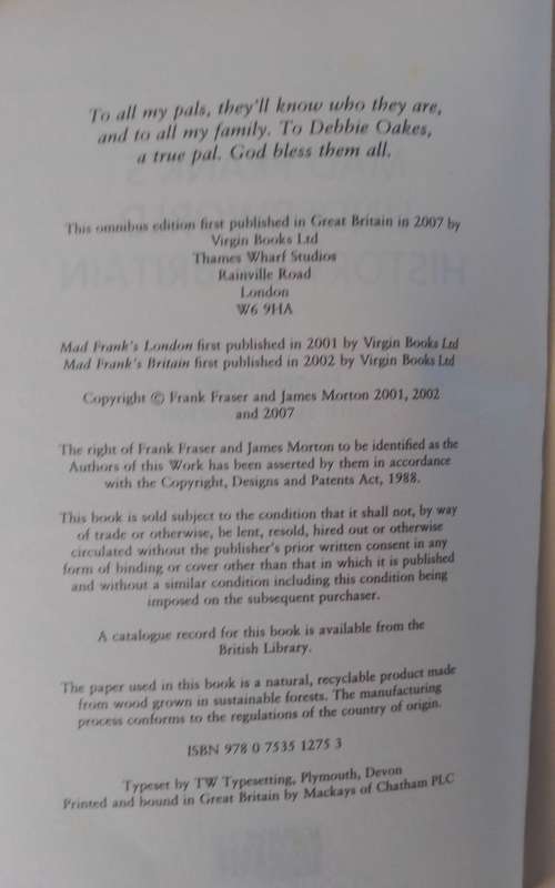 Mad Frank's Underworld History of Britain by Frankie Fraser