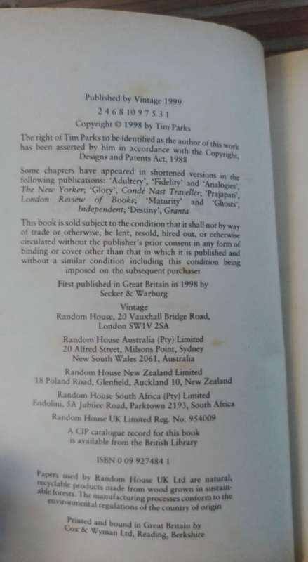 Adultery and Other Diversions by Tim Parks