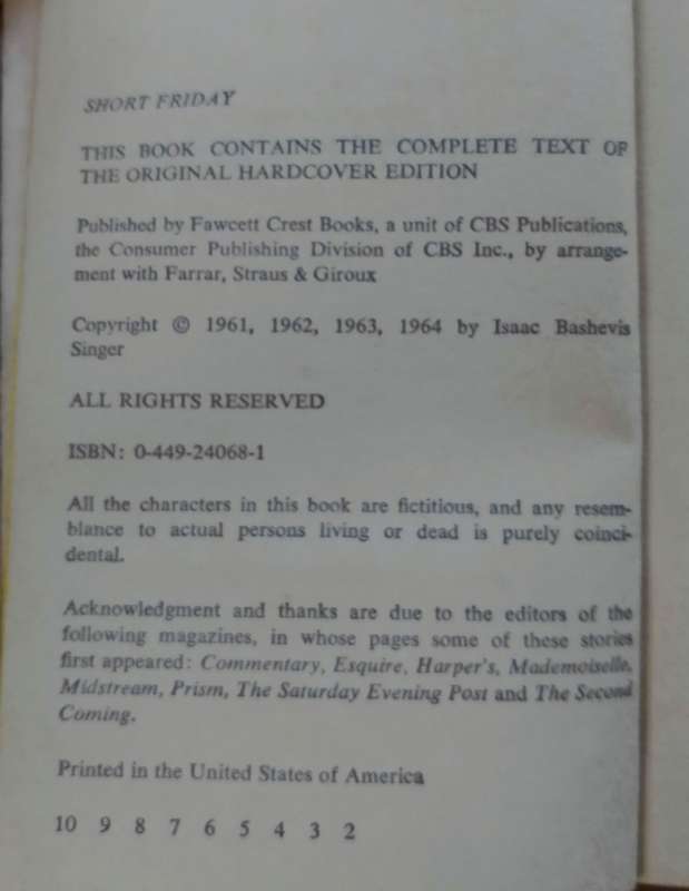 Short Friday by Isaac Bashevis Singer