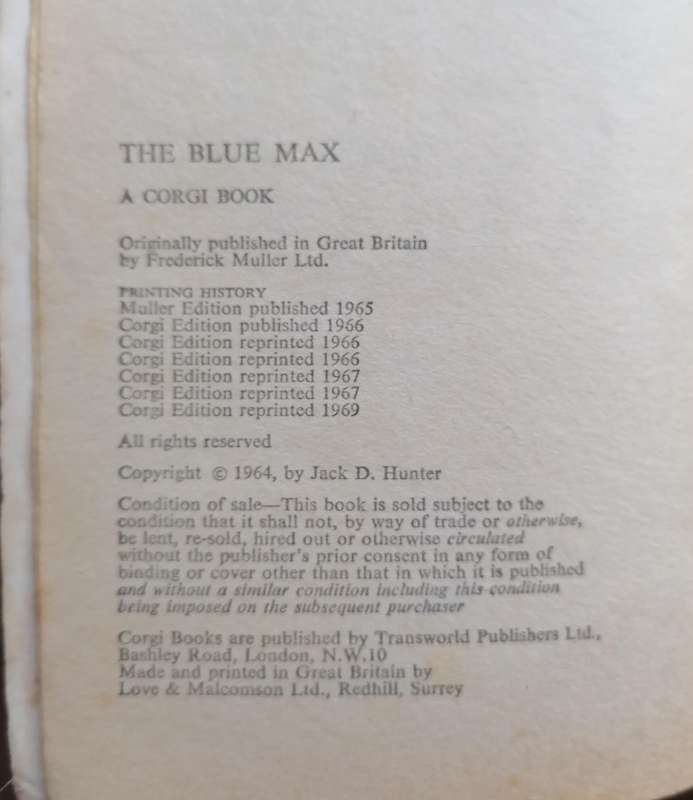 The Blue Max by Jack D. Hunter