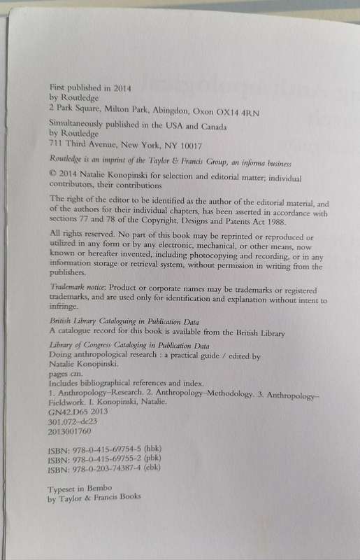 Doing Anthropological Research - A Practical Guide edited by Natalie Konopinski