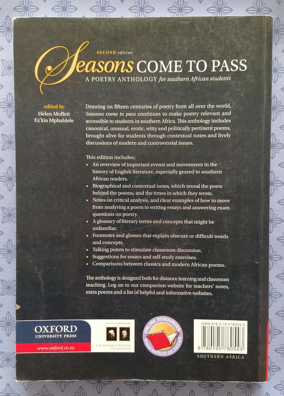Seasons Come to Pass - A Poetry Anthology for Southern African Students ed. by Moffett & Mphahlele l